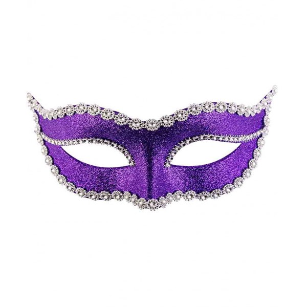 Immagine di MASCHERA IN PLASTICA CON GLITTER VIOLA E STRASS IN