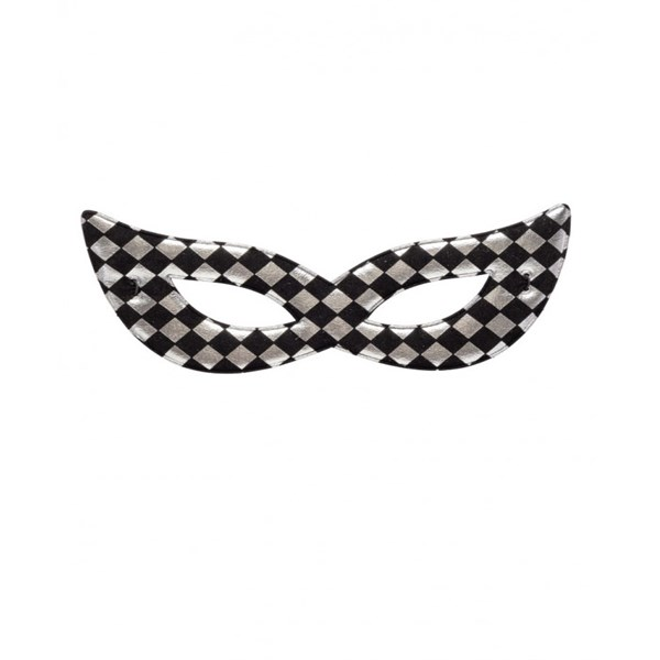 Immagine di MASCHERA ARGENTO IN TESSUTO A SCACCHI IN BUSTA C/C